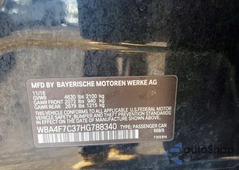 2017 BMW 430I Gran Coupe из США, поврежденный, VIN WBA4F7C37HG788340